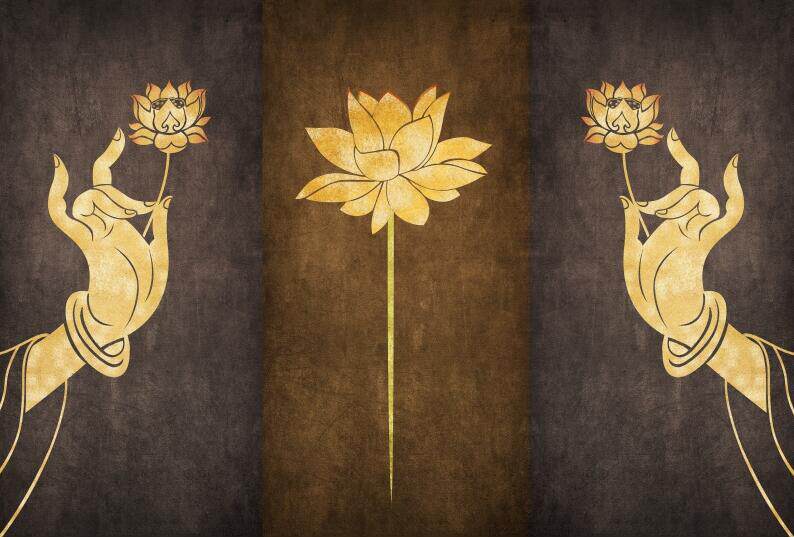 新中式佛手画背景