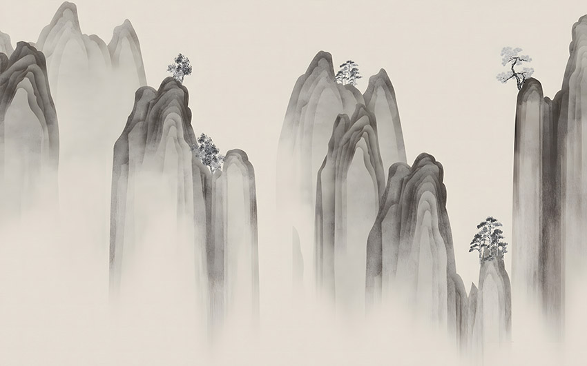 中式意境抽象山峰