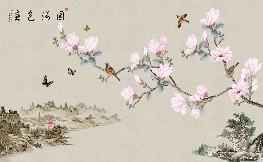 春色满园 花鸟 