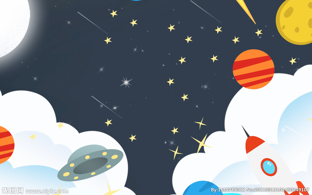 卡通手绘太空火箭