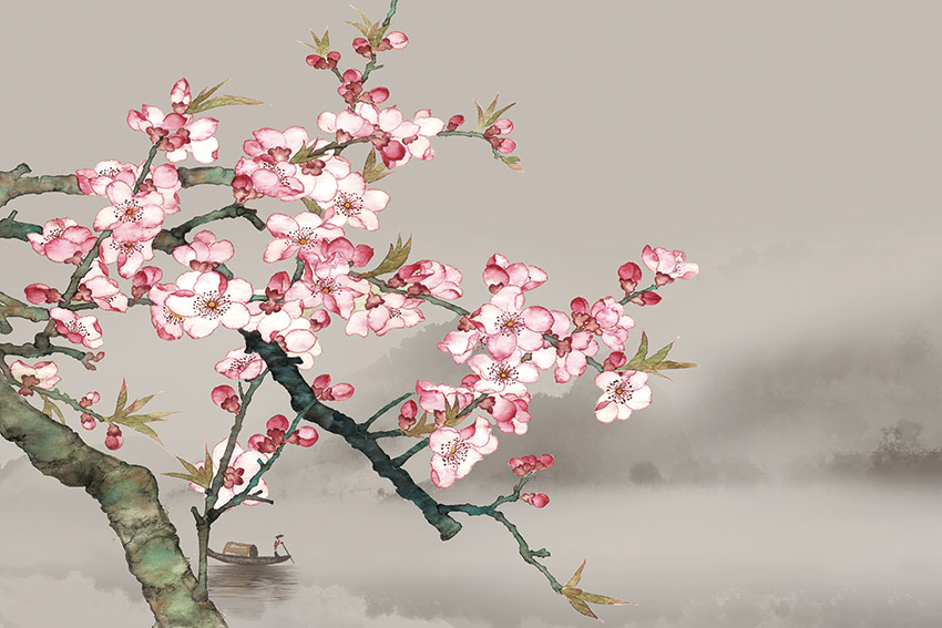 中式工笔梅花 意