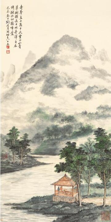 玄关手绘中式山水