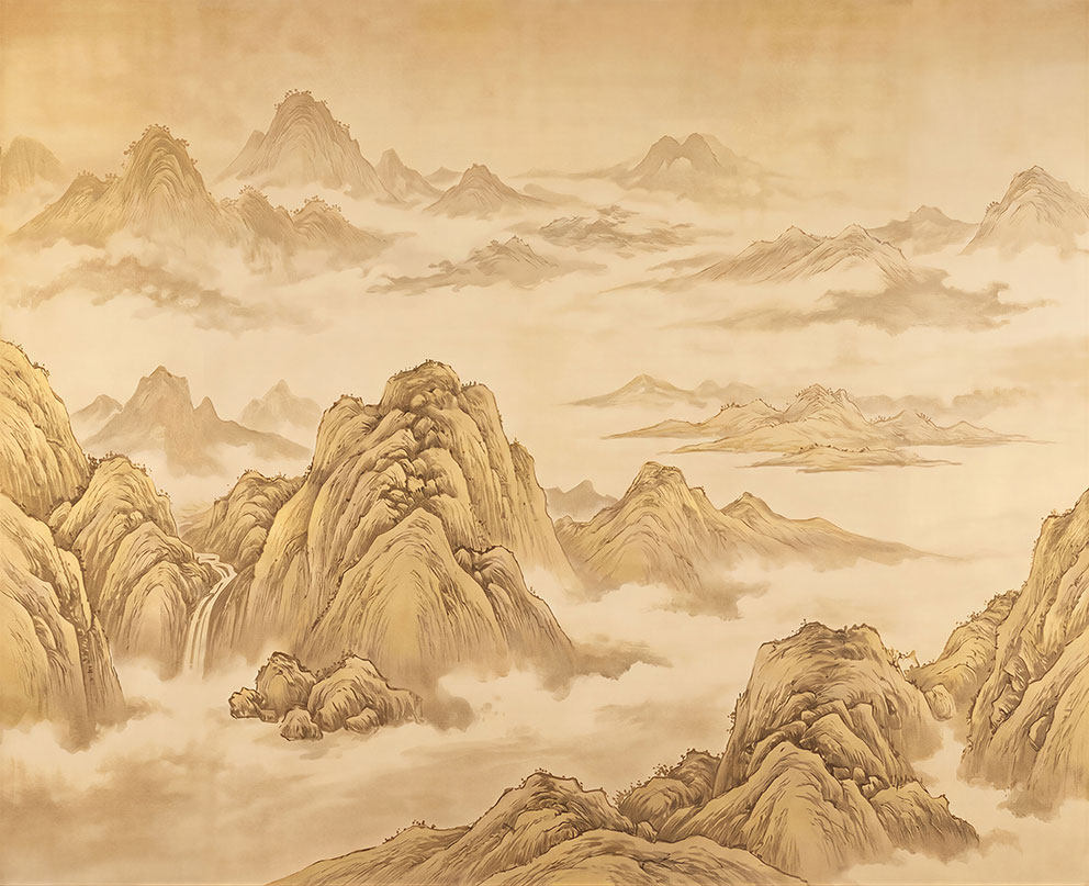 新中式金色山峰背