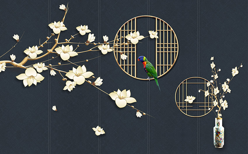 不分层中式花鸟背