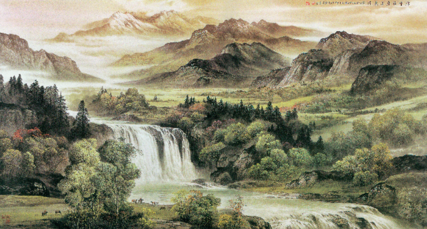 山水画背景墙 高