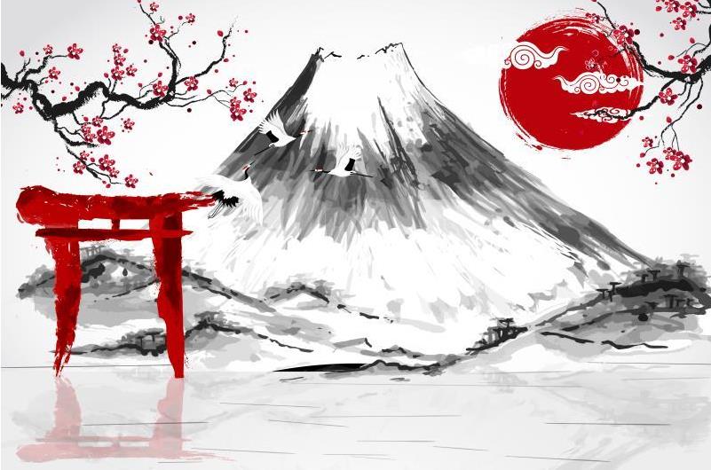 日式富士山梅花工