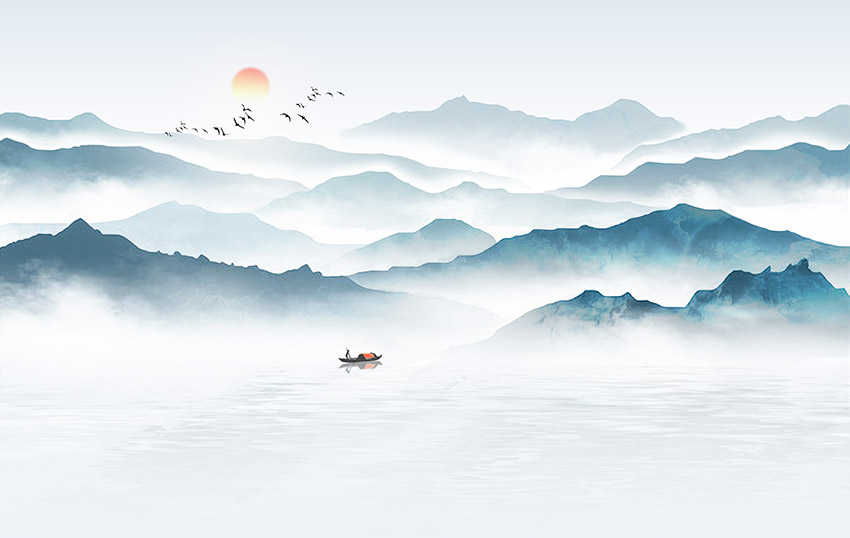 中式 意境水墨山