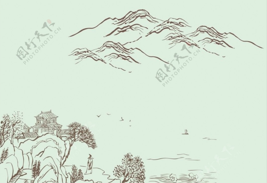 新中式抽象意境山