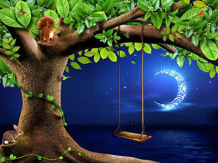 晚安月亮  秋千