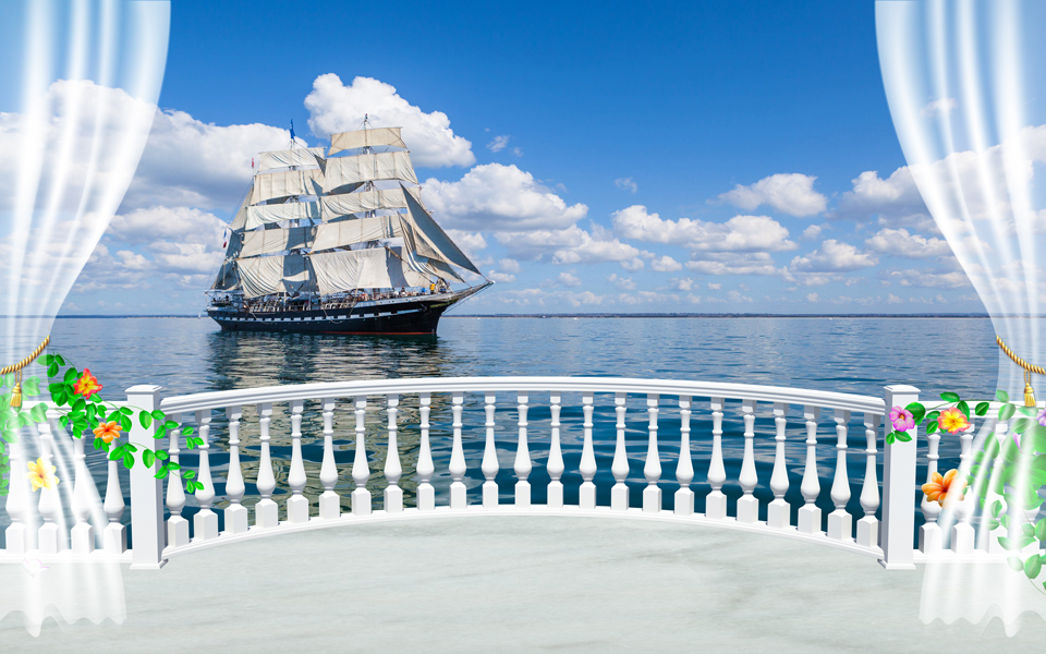 唯美海景帆船3D