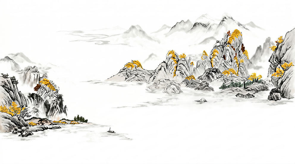新中式金色山峰山