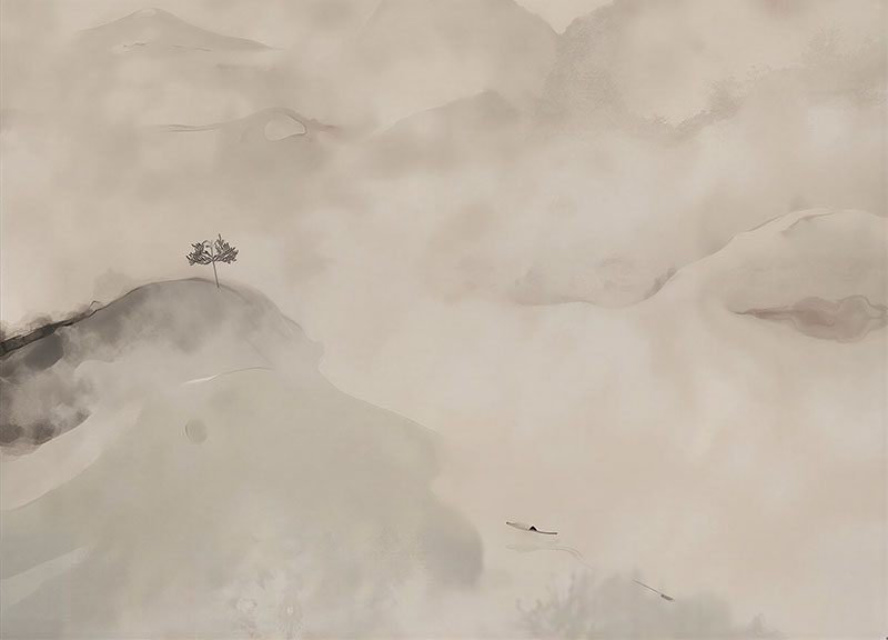 新中式背景墙水墨