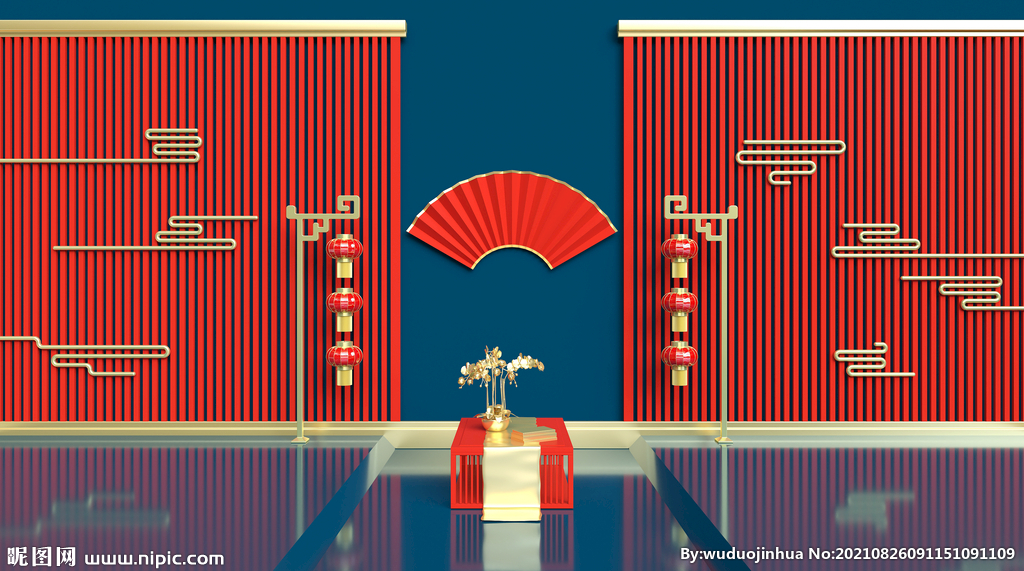 国潮风格栅背景墙