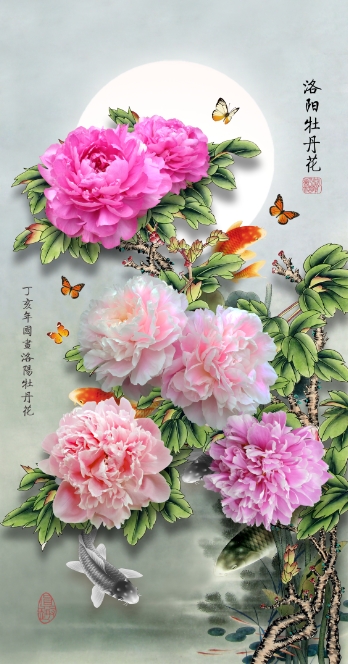 新中式花开富贵洛