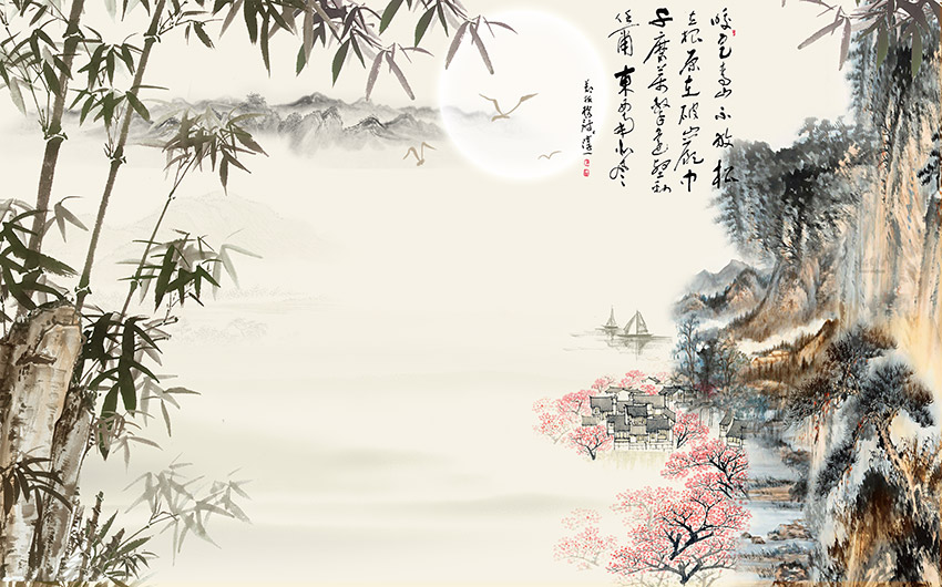 新中式电视背景墙