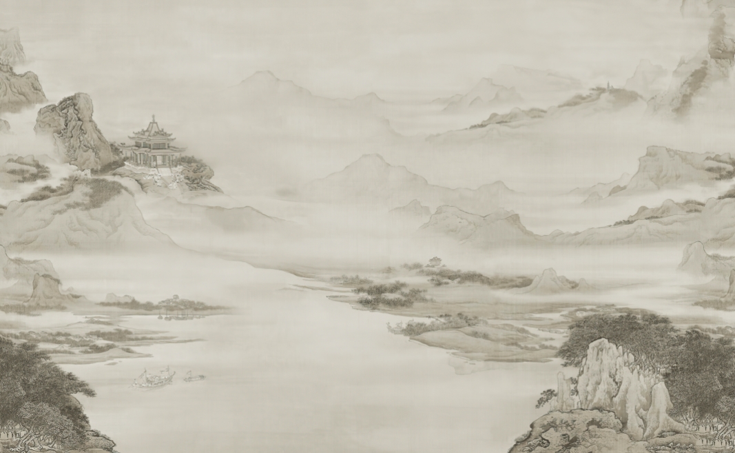 新中式简约朦胧山