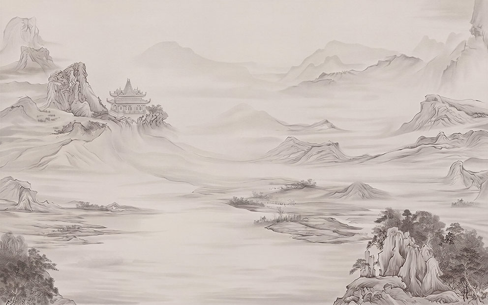 新中式山水背景墙