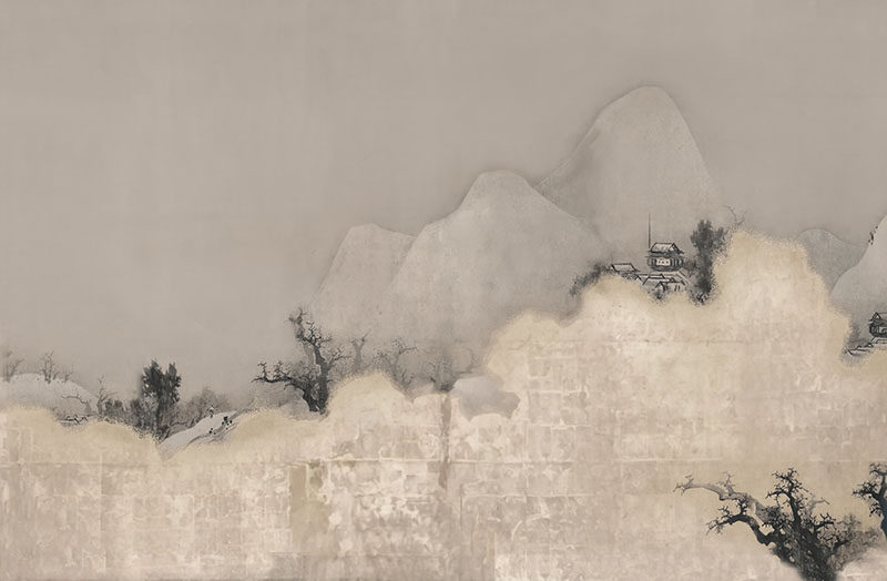 背景墙新中式抽象