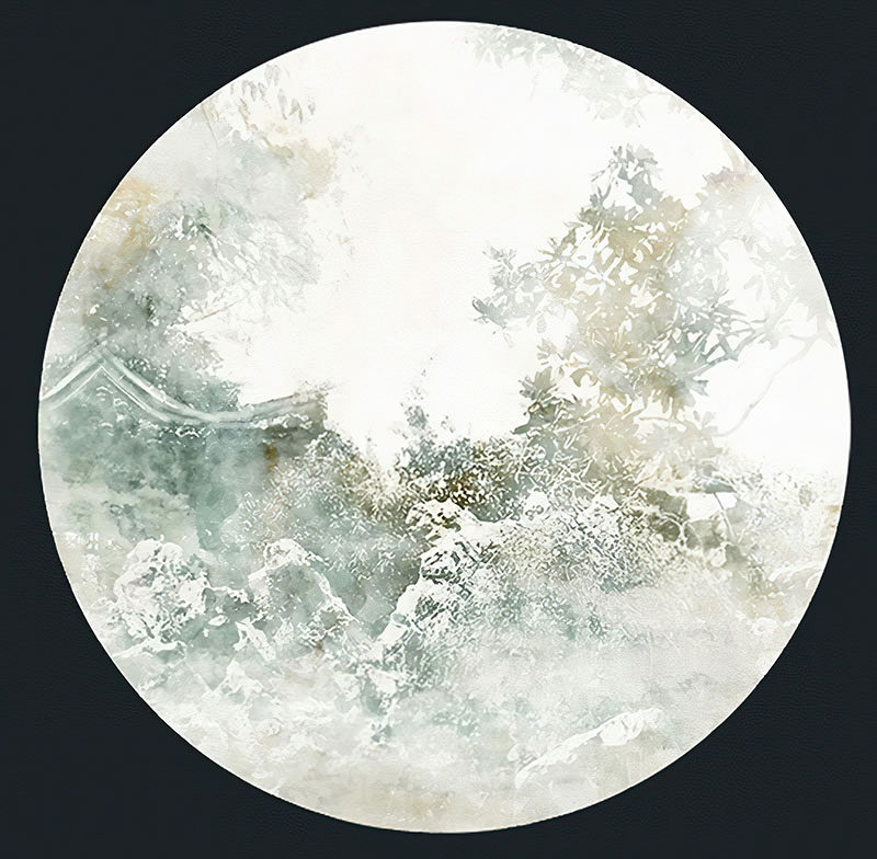 背景墙新中式月亮