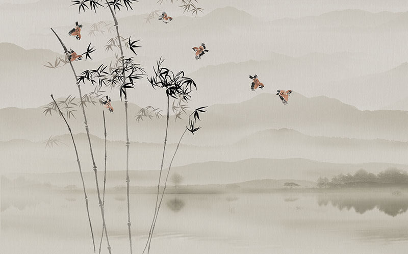 背景墙新中式水墨