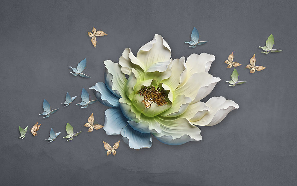 现代简约背景墙花