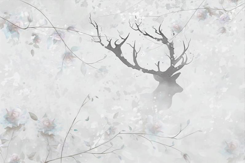 北欧手绘淡雅麋鹿