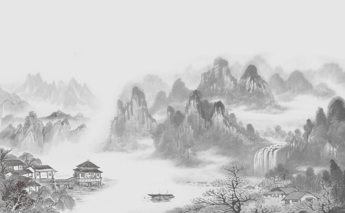 新中式复古水墨山