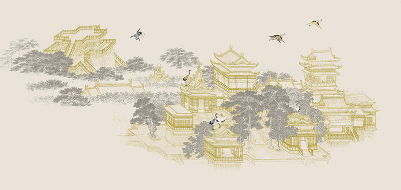 背景墙新中式阁楼