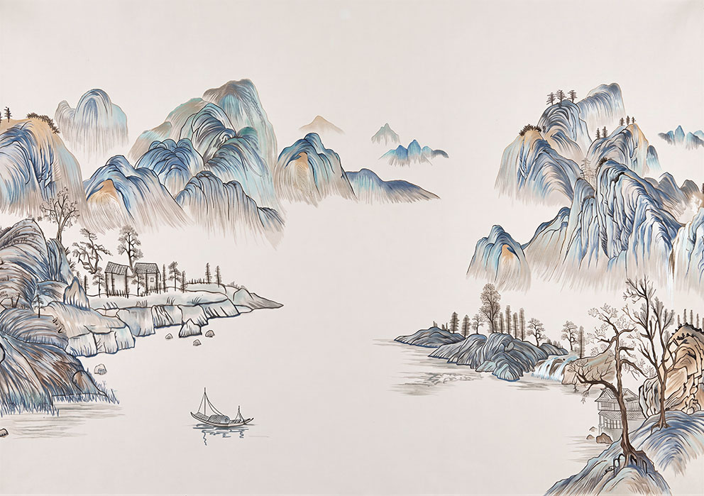 新中式山峰刺绣图