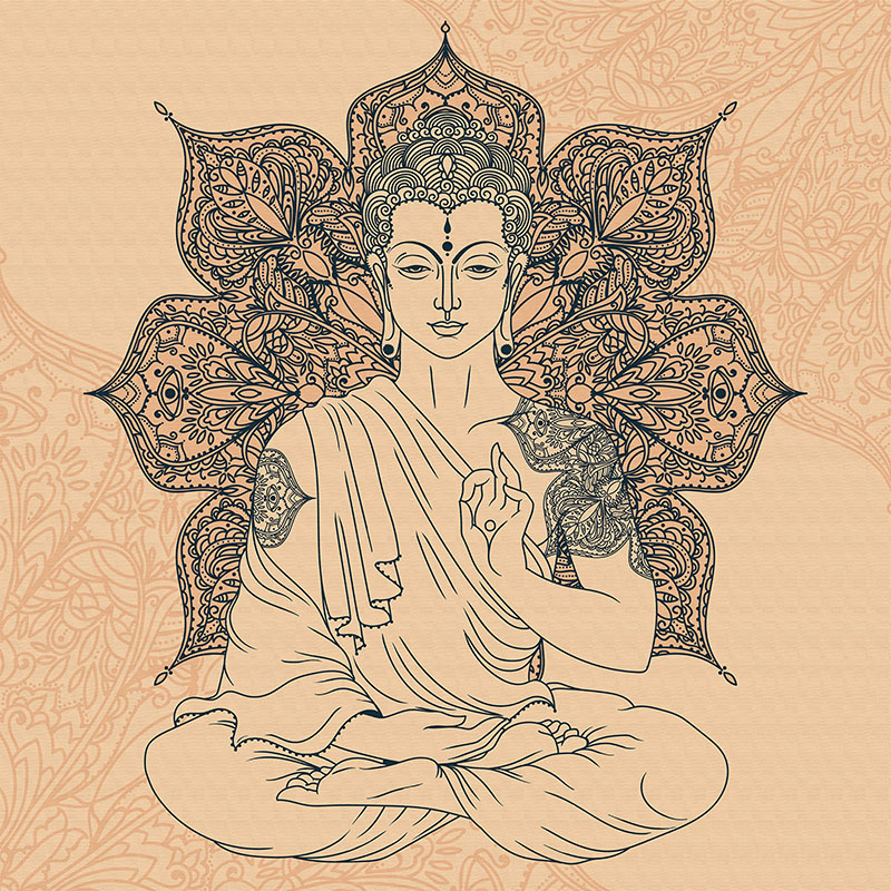 现代简约背景墙佛