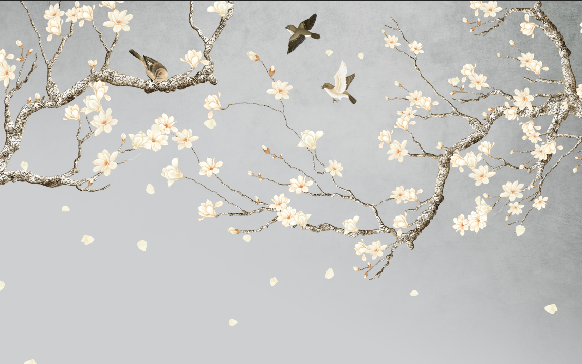 新中式工笔花鸟复