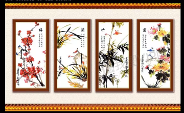 古典梅兰竹菊背景