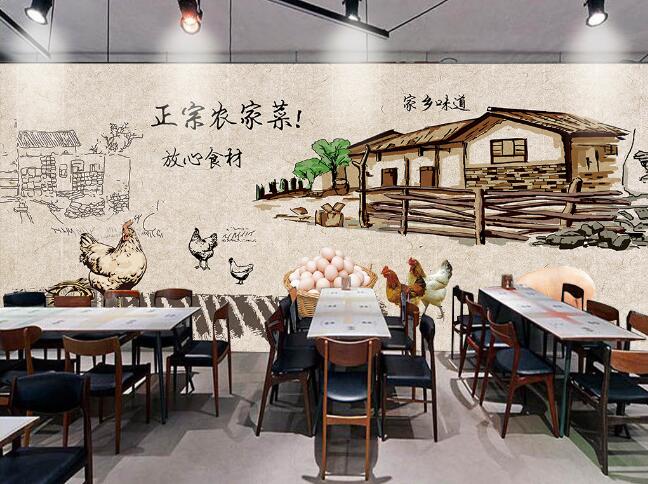手绘土菜馆农家菜