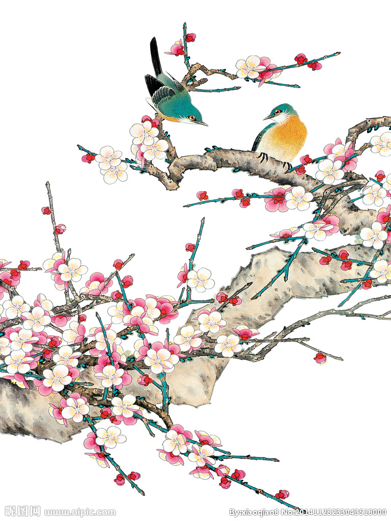 G梅花花鸟背景墙