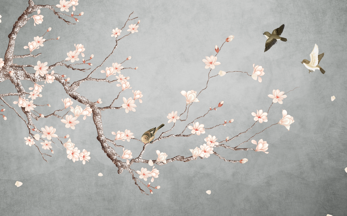 新中式工笔花鸟复