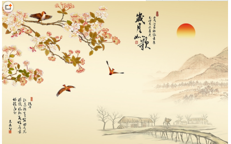 中式花鸟复古背景