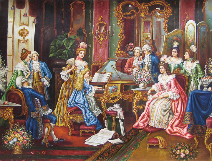 宫廷油画人物彩雕