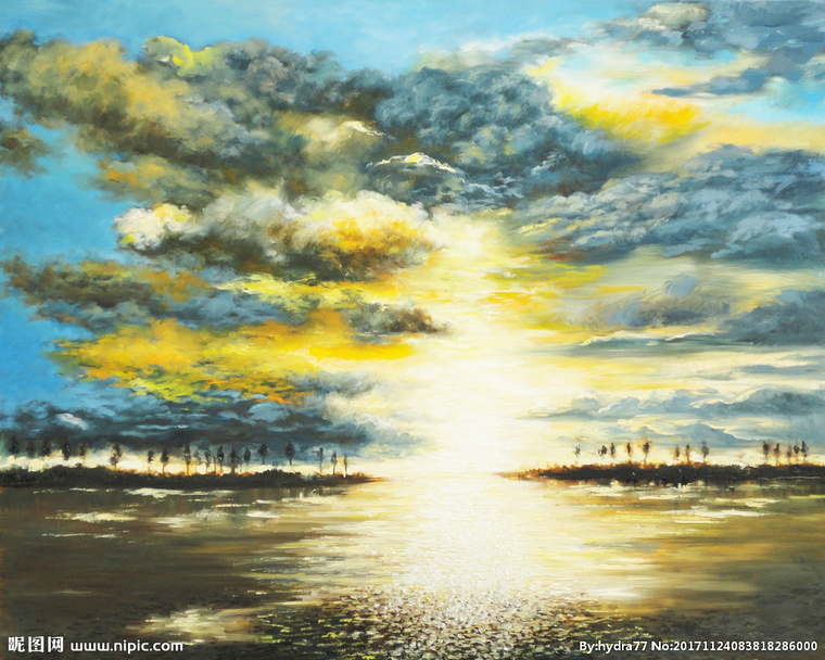 G海面落日油画背