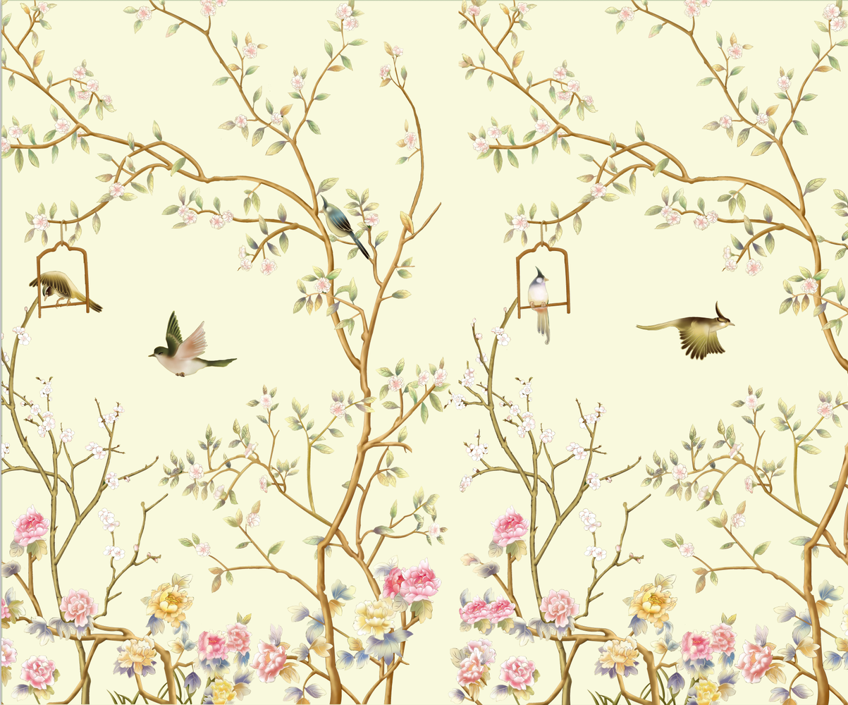 新中式工笔花鸟复