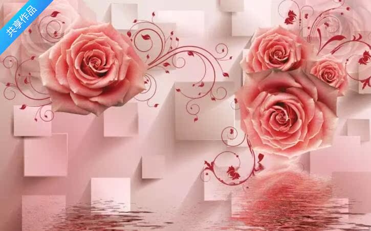 3D玫瑰花底图背