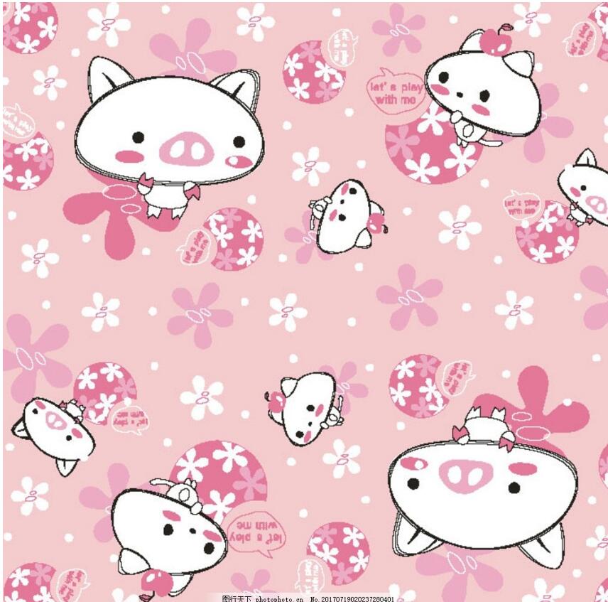 日韩卡通小猪 花