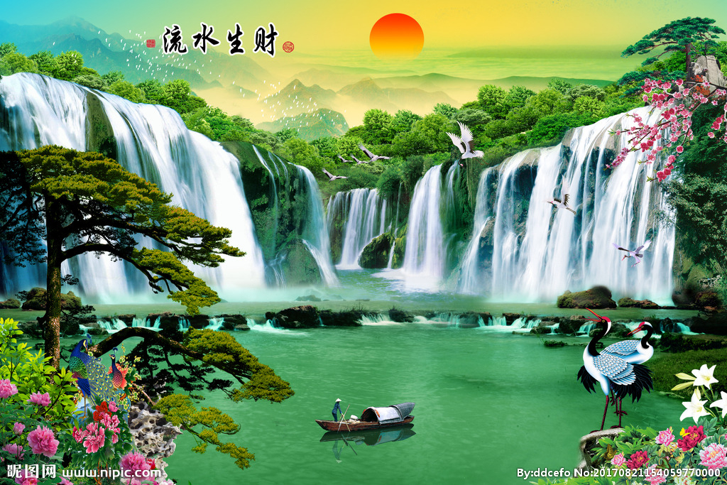 流水生财图片背景