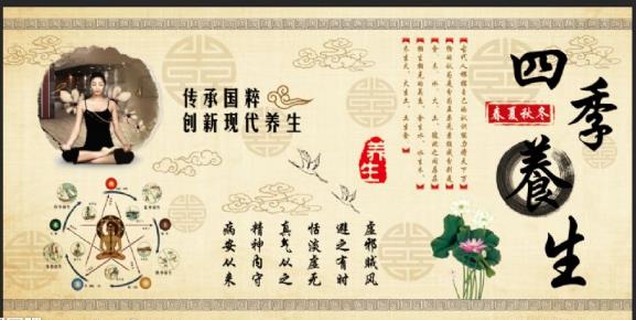 四季养生背景墙四