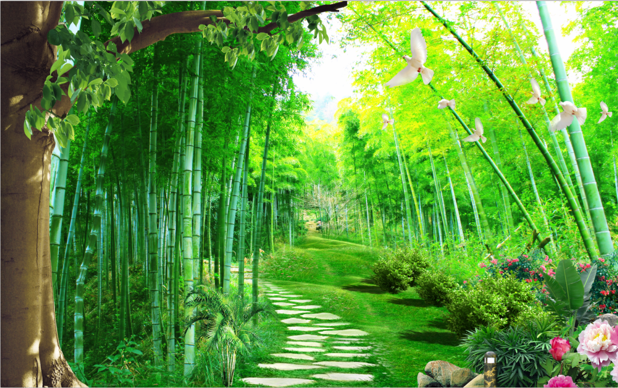 唯美风景壁画林荫