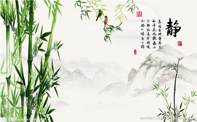 静竹子山水背景图