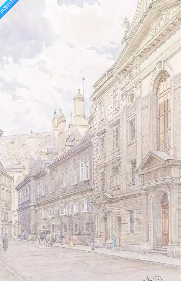 水彩建筑插画图片