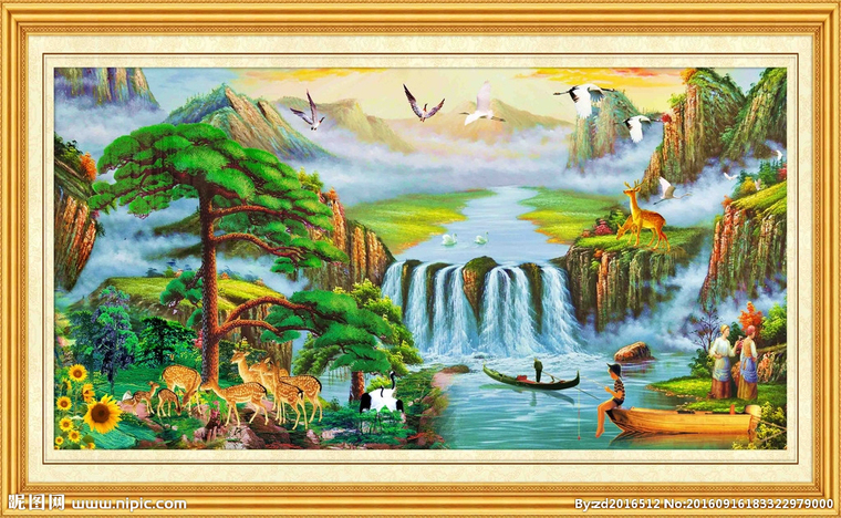 G山水画背景墙背