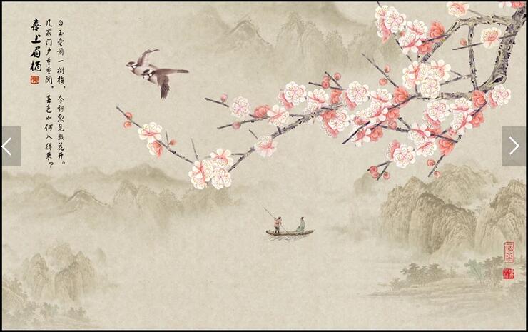 新中式手绘花鸟电