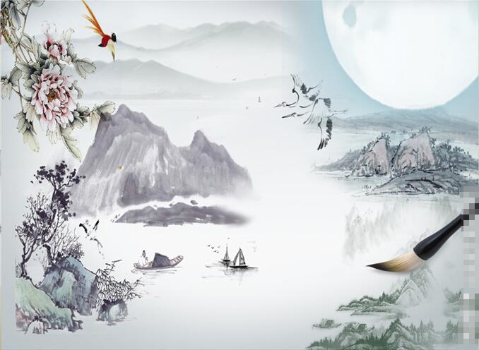 水墨山水电视背景