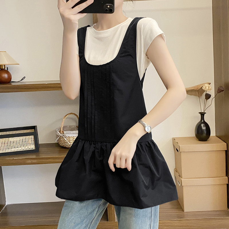 Full Coverage Large Size Apron Workwear, Water-Repellent, Cute Short Smock for Baking, Kitchen, Coffee, Hairdressing, Cooking